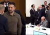 Lula e Zelensky participam de reunião de líderes, mas não interagem durante o encontro Lula sentado à mesa, não cumprimenta Zelensky .
