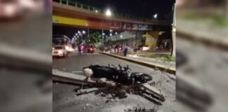 Após colisão, poste cai sobre motociclista, que morre em avenida de Fortaleza