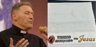 Padre Marcelo Rossi cria toalhas de treino com meme de shape: “Treino abençoado”