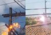 Imagens fortes: Homem pega fogo ao receber carga elétrica em poste de energia; tentava fazer “um gato”