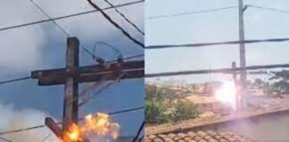 Imagens fortes: Homem pega fogo ao receber carga elétrica em poste de energia; tentava fazer “um gato”