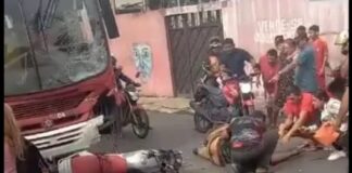 Motociclista sofre ferimentos graves em acidente com ônibus em Manaus