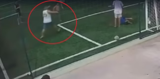 Vídeo: homem invade quadra e chuta menino de 10 anos