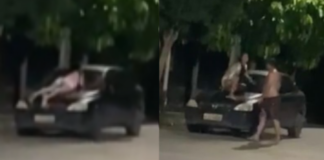 Vídeo: mulher se agarra ao para-brisa de carro em movimento para impedir marido de levar filha