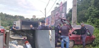 Imagens fortes: Motorista morto e carro destruído após colisão violenta na Avenida das Torres