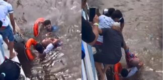Homem se atira do barco no meio do rio na viagem para Parintins