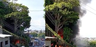 Incêndio de grandes proporções atinge casa no bairro Tancredo Neves em Manaus