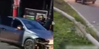 Carro colide com poste e deixa ferido em avenida da Zona Leste de Manaus